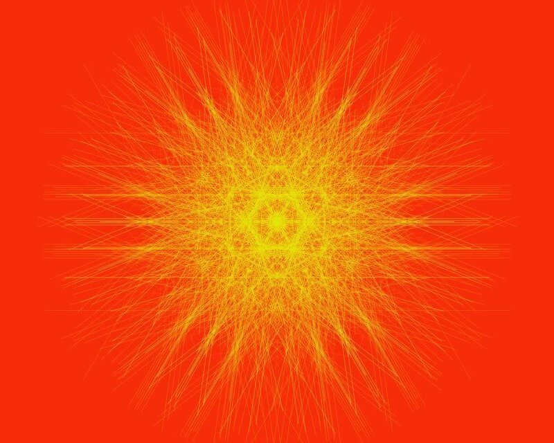 yellow lines on red background