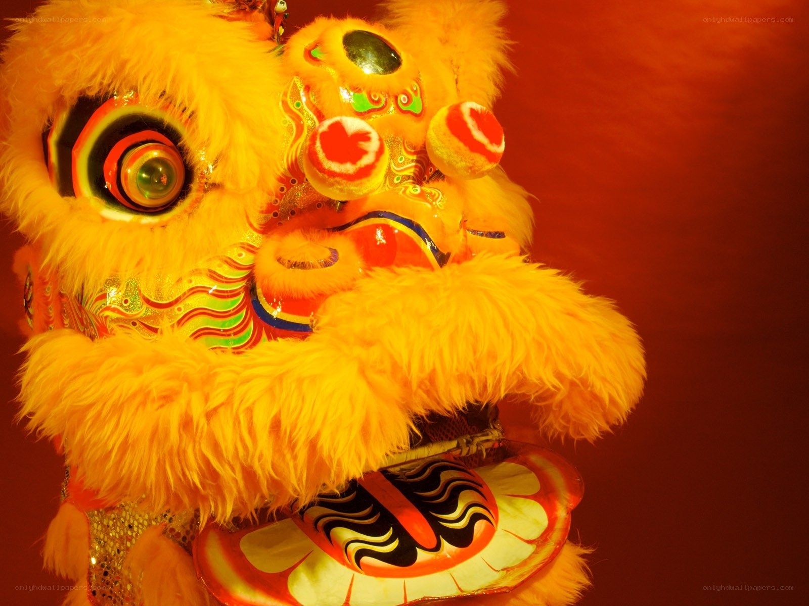 Yellow lion dance costume