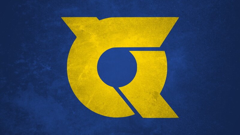 Yellow Logo on Blue