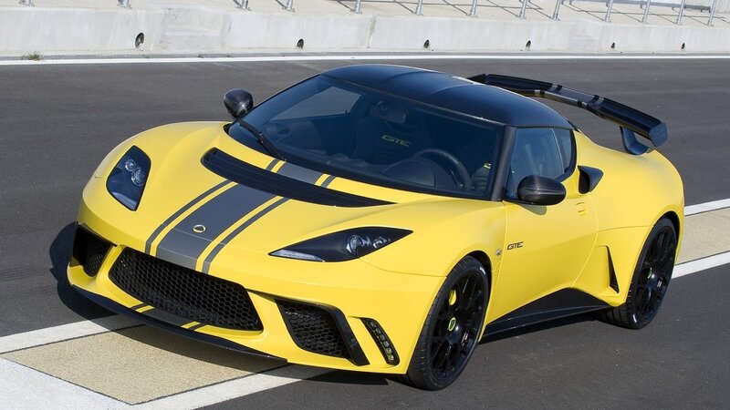 Yellow Lotus sports car on track