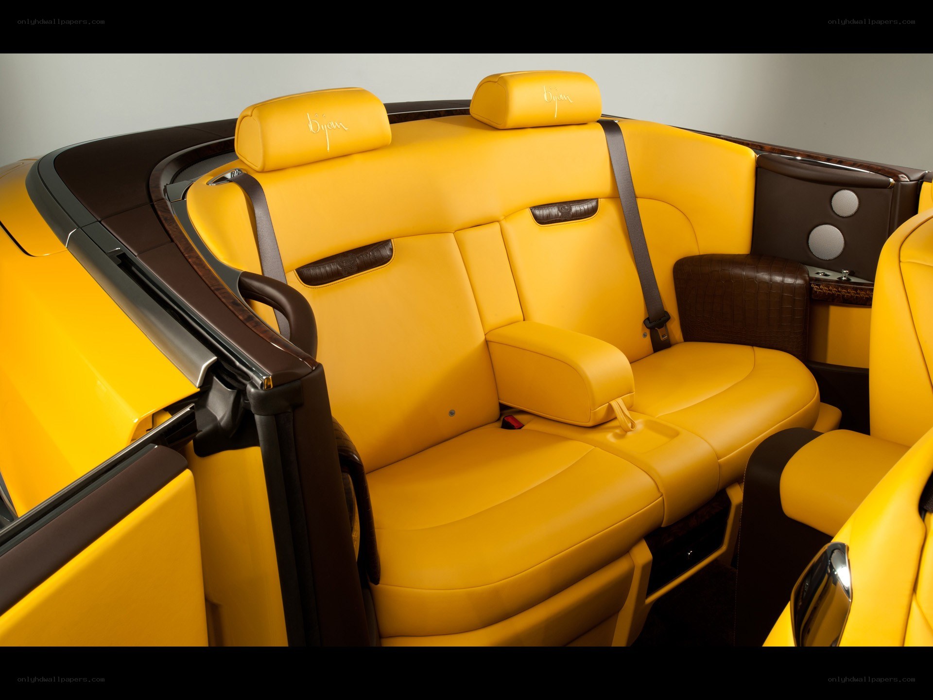 Yellow luxury car interior