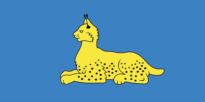 Yellow Lynx on Blue