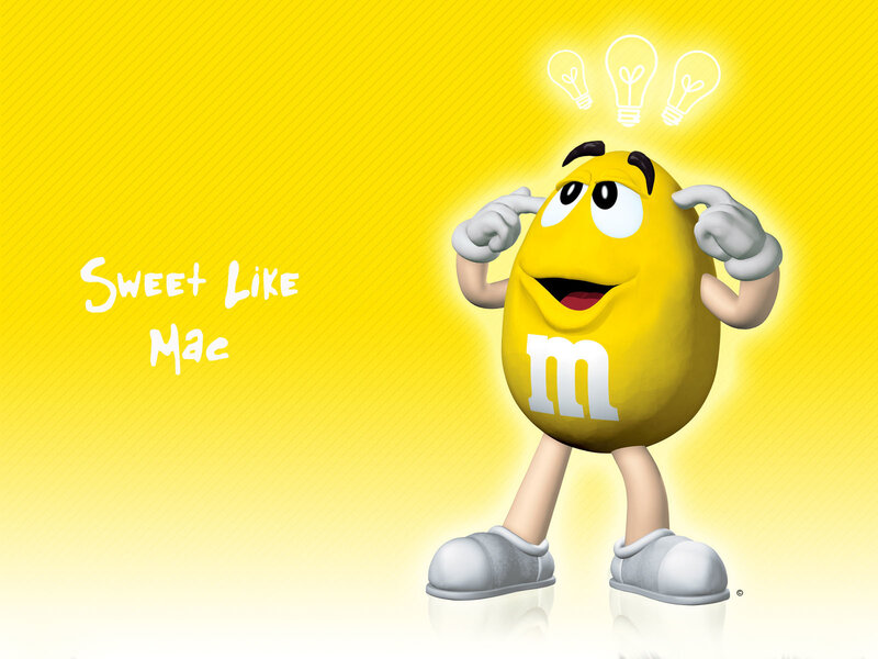 Yellow M&M character thinking