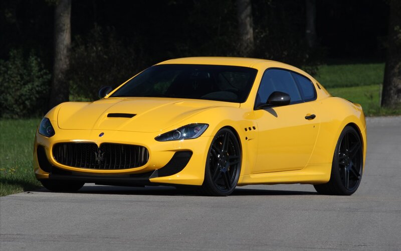 Yellow Maserati sports car