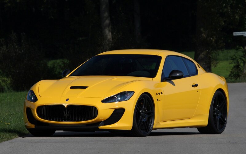 Yellow Maserati sports car