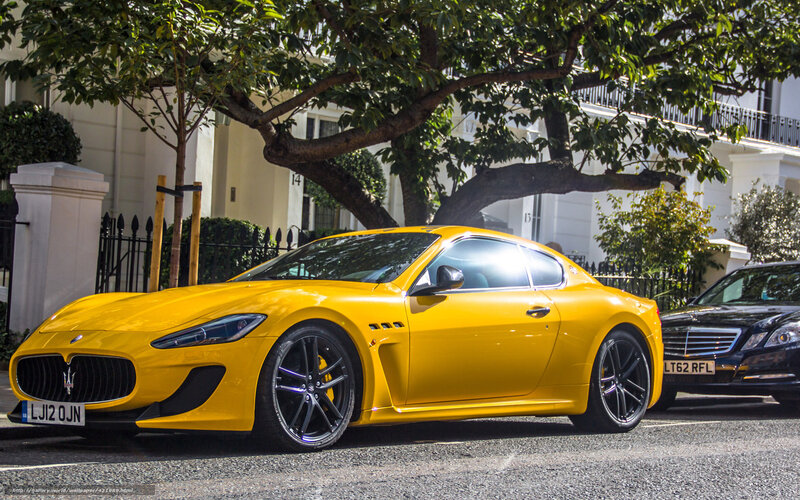 Yellow Maserati sports car