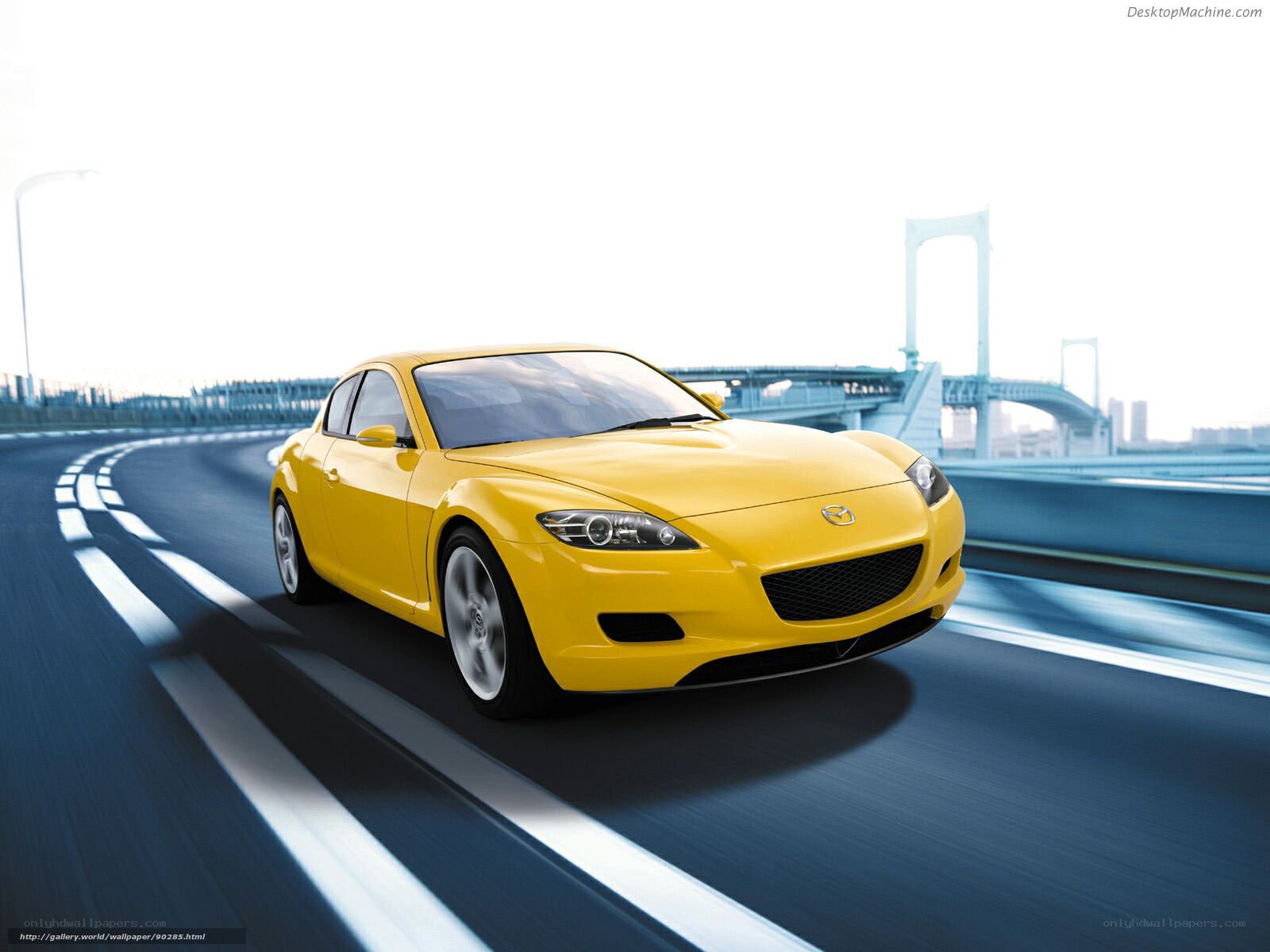 Yellow Mazda RX-8 on a highway