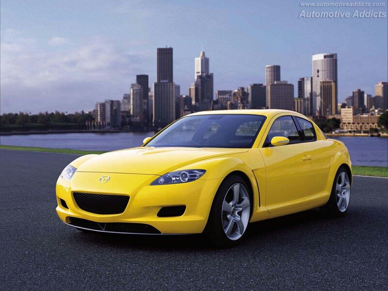Yellow Mazda RX-8 sports car