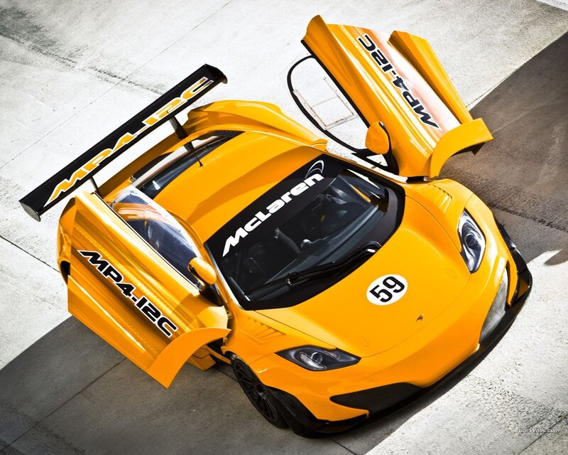 Yellow McLaren MP4-12C race car