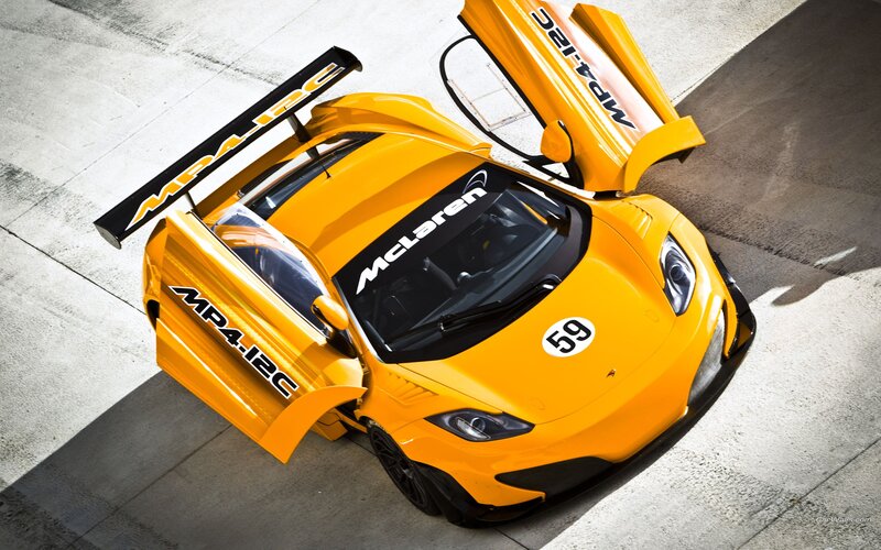 Yellow McLaren MP4-12C race car