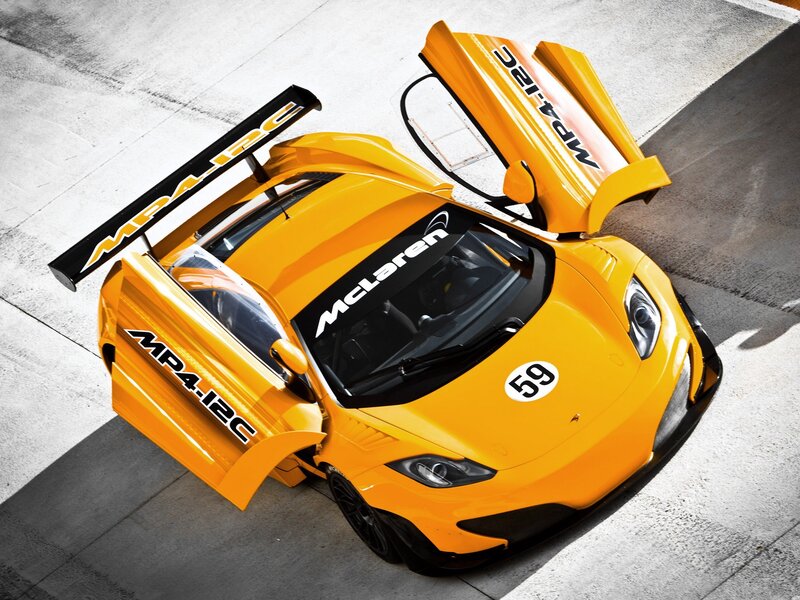 Yellow McLaren MP4-12C race car