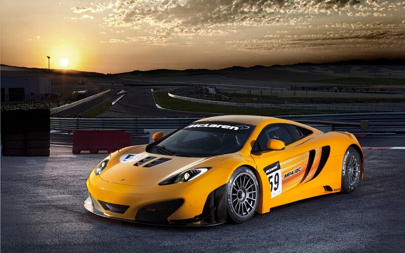 Yellow McLaren on racetrack