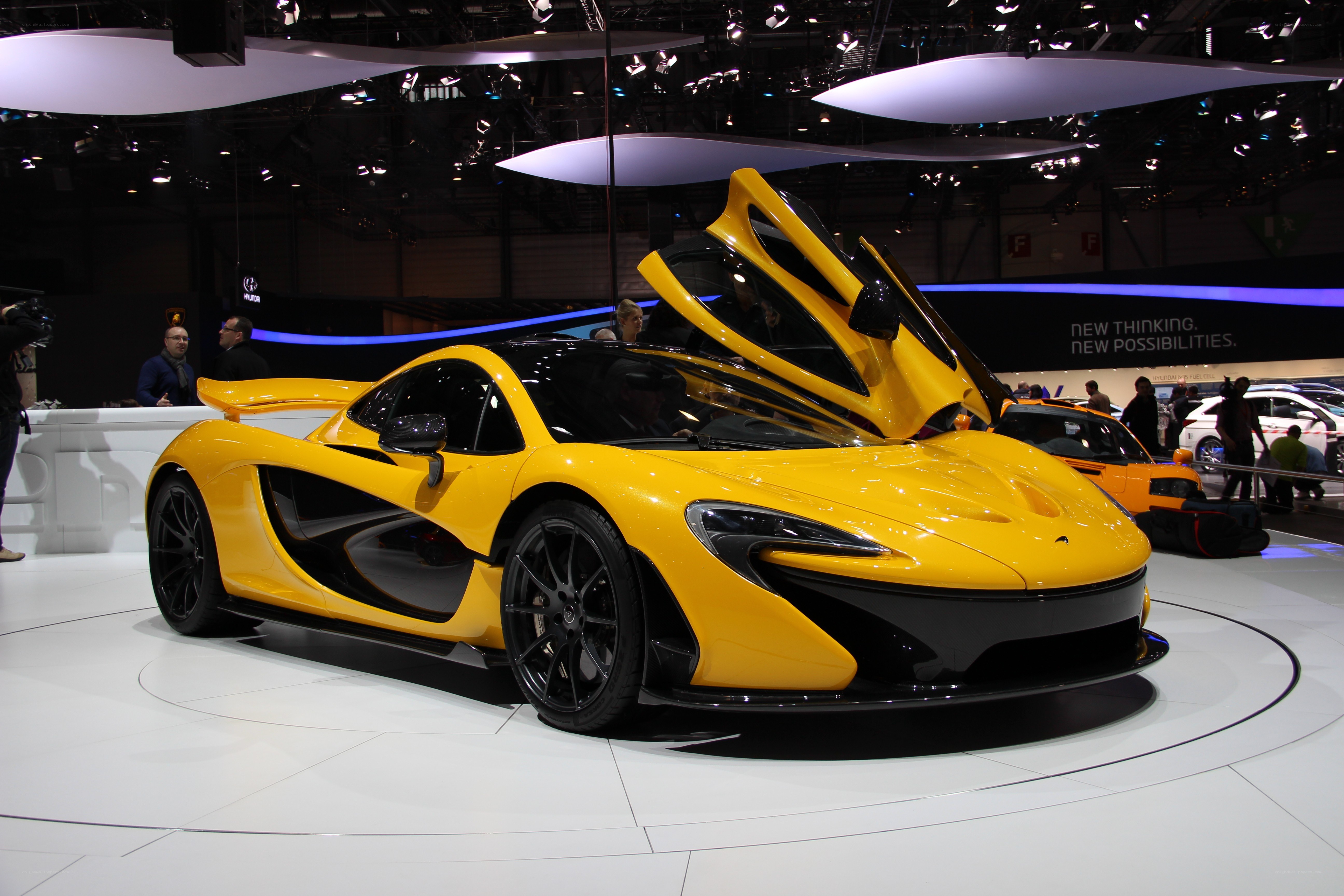 Yellow McLaren P1 on display
