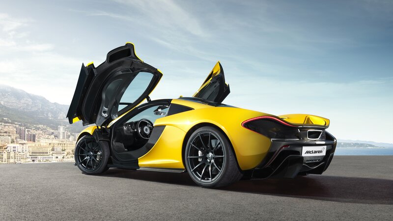 Yellow McLaren P1 with doors open