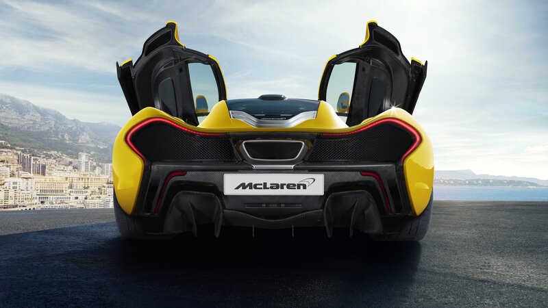 Yellow McLaren P1 with doors open