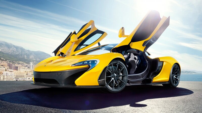 Yellow McLaren P1 with doors open