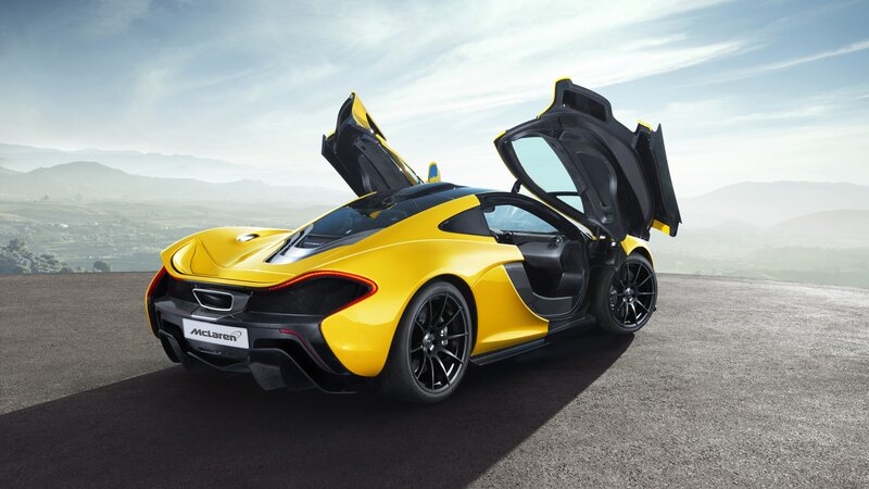 Yellow McLaren P1 with doors open
