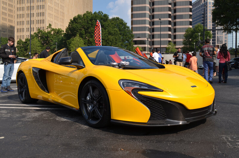 Yellow McLaren sports car on display