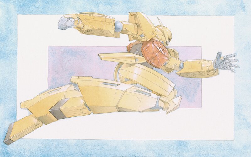 Yellow mecha in dynamic pose