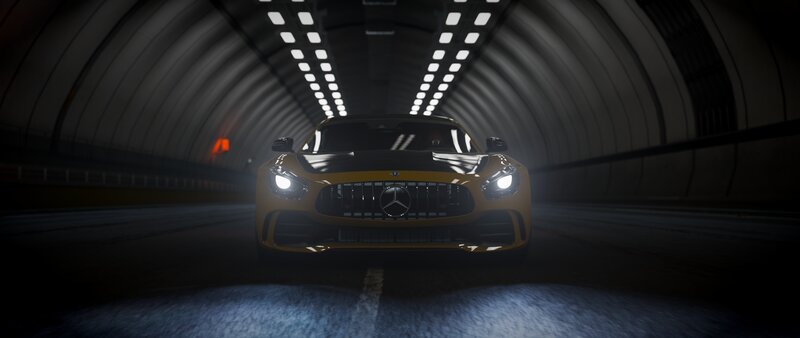 Yellow Mercedes-amg Car — Dramatic