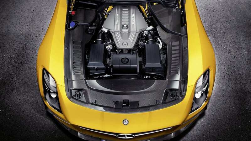 yellow mercedes-amg engine
