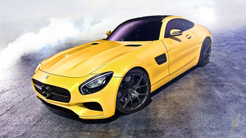 Yellow Mercedes-AMG GT sports car
