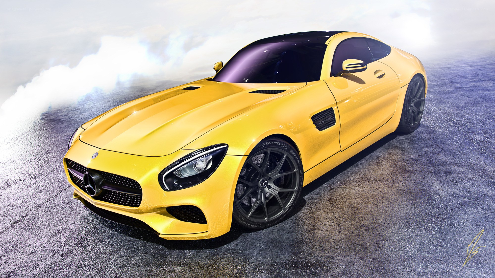 Yellow Mercedes-AMG GT sports car