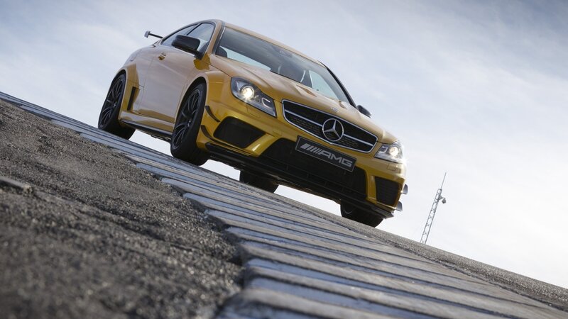 Yellow Mercedes-AMG on a ramp