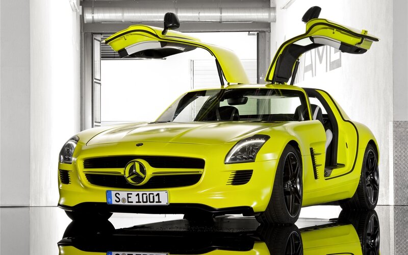 Yellow Mercedes-Benz SLS AMG
