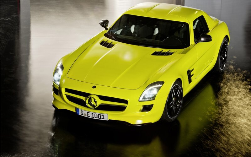 Yellow Mercedes-Benz SLS AMG