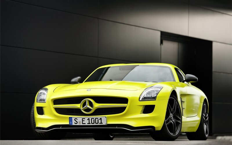 Yellow Mercedes-Benz SLS AMG