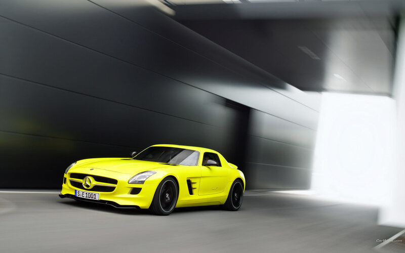 Yellow Mercedes-Benz SLS AMG