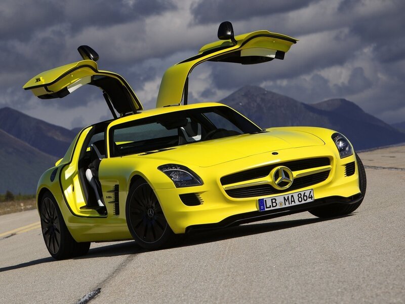 Yellow Mercedes-Benz SLS AMG