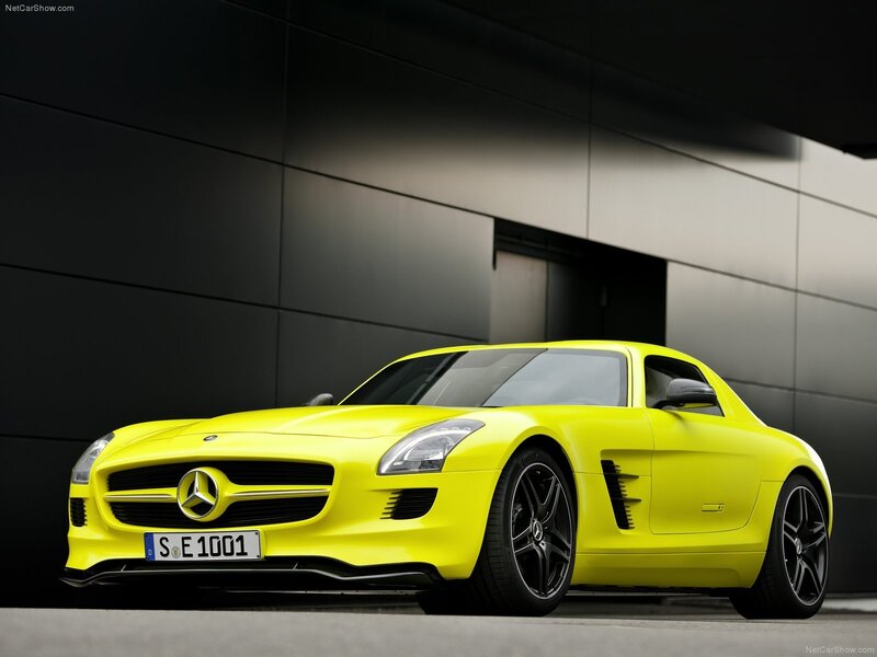 Yellow Mercedes-Benz SLS AMG
