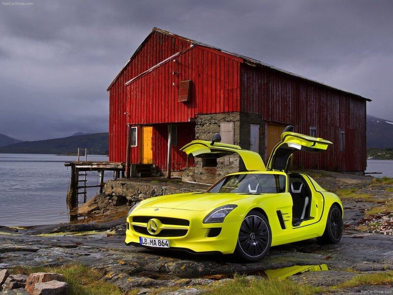 Yellow Mercedes-Benz SLS AMG