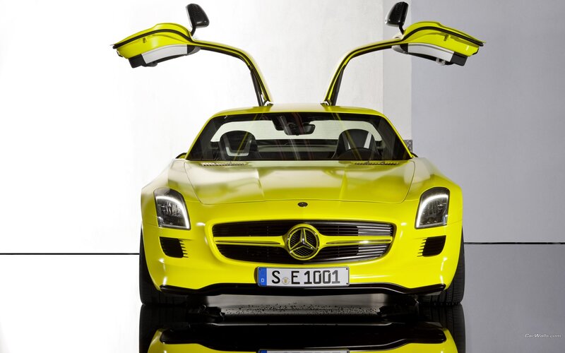 yellow mercedes-benz sls amg