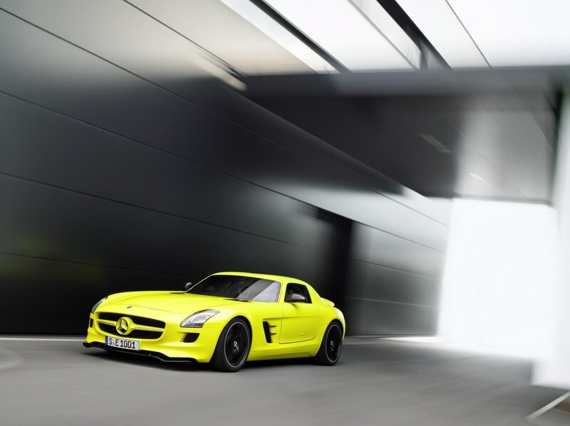 Yellow Mercedes-Benz SLS AMG