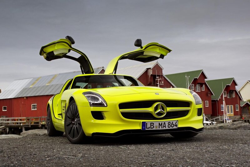 Yellow Mercedes-Benz SLS AMG