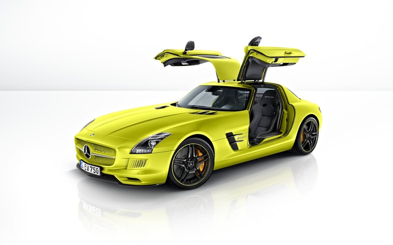 Yellow Mercedes-Benz SLS AMG
