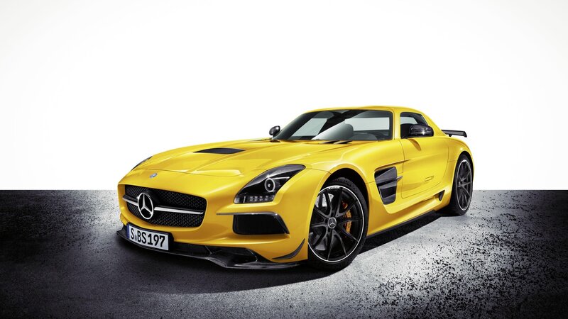 Yellow Mercedes-Benz SLS AMG