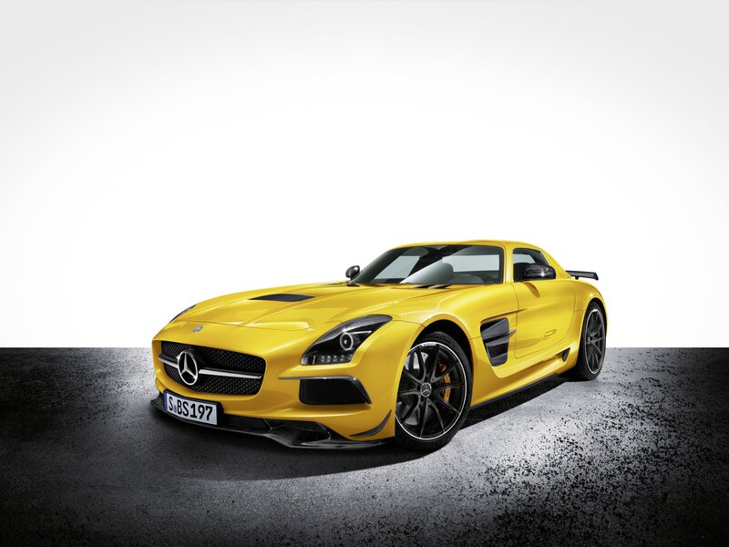 Yellow Mercedes-Benz SLS AMG