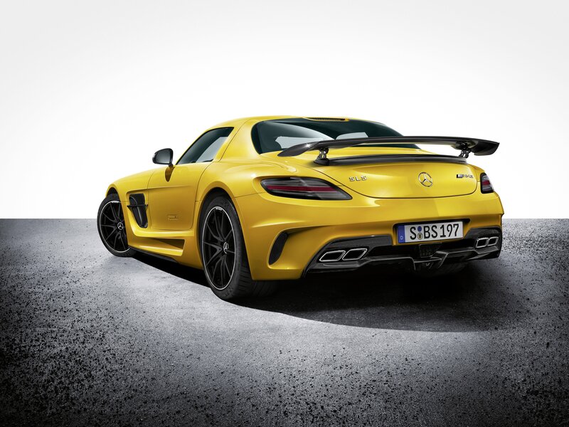 Yellow Mercedes-Benz SLS AMG