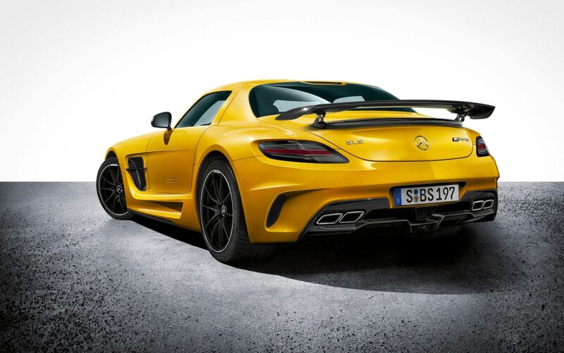 Yellow Mercedes-Benz SLS AMG