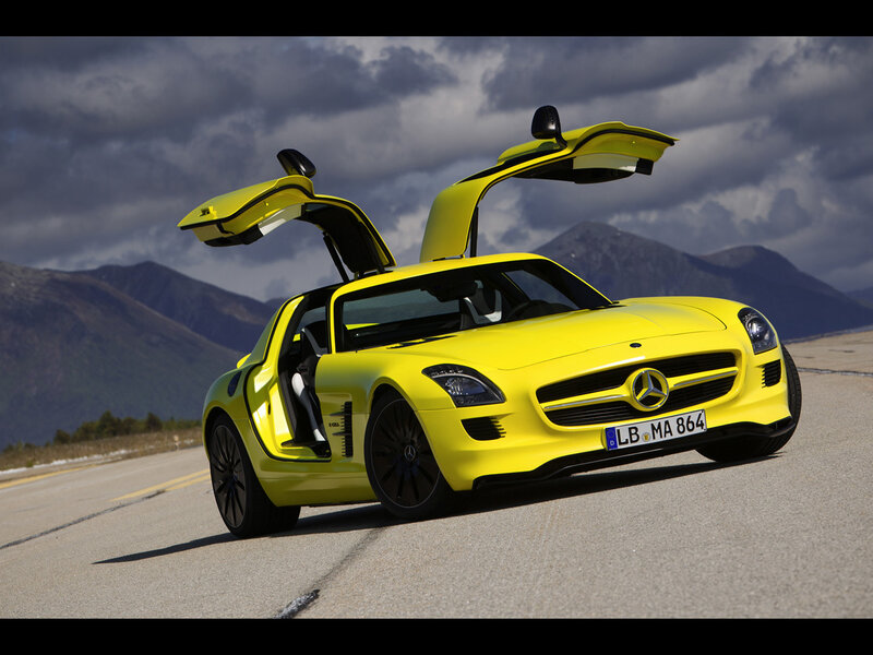 Yellow Mercedes-Benz SLS AMG