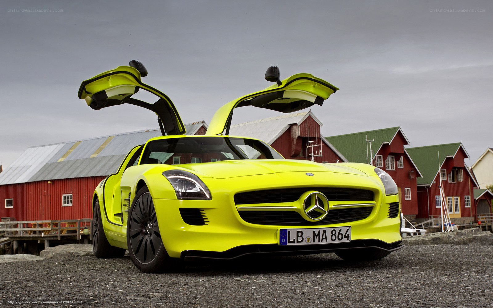 Yellow Mercedes-Benz SLS AMG