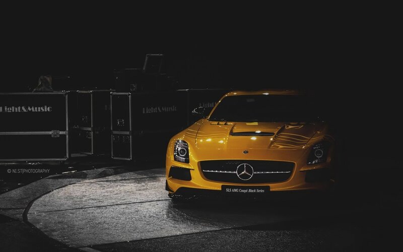 Yellow Mercedes-Benz SLS AMG — Dramatic