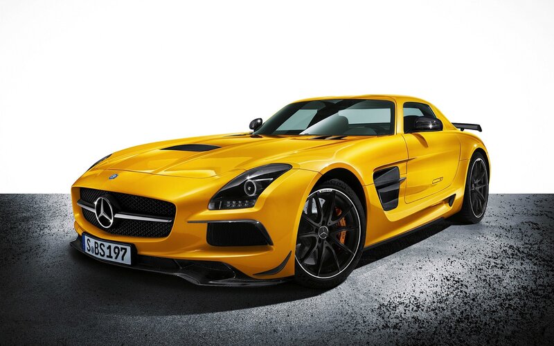 yellow mercedes-benz sports car