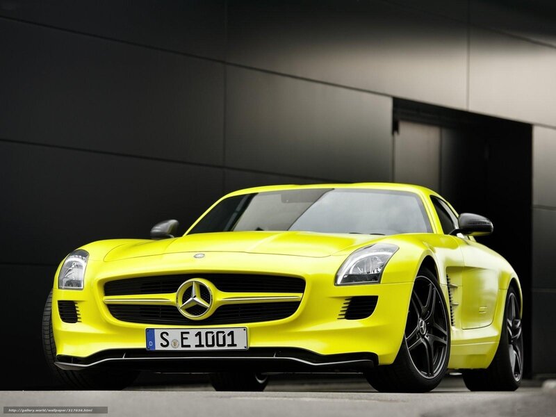 Yellow Mercedes-benz Sports Car — Dramatic, Photograph, License Plate, Building