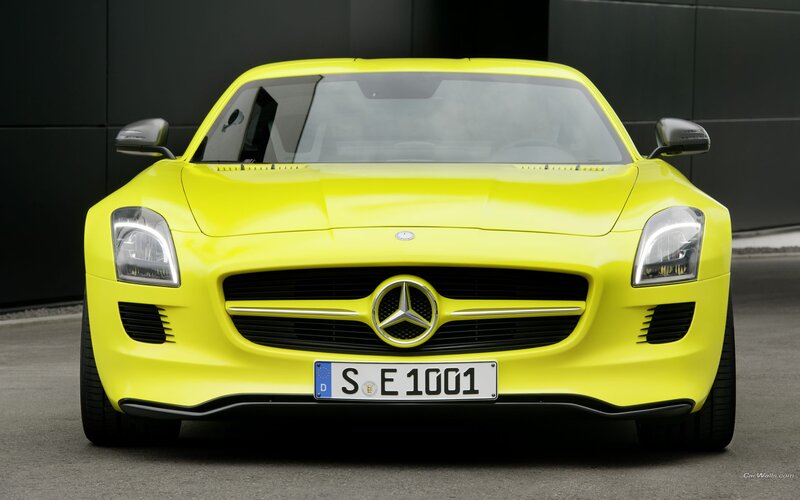 Yellow Mercedes-benz Sports Car — Dramatic, Photograph, License Plate, Grille