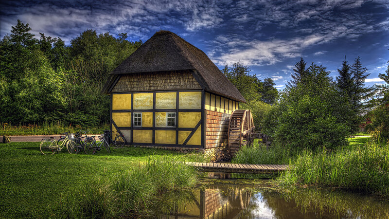 Yellow Mill with Waterwheel